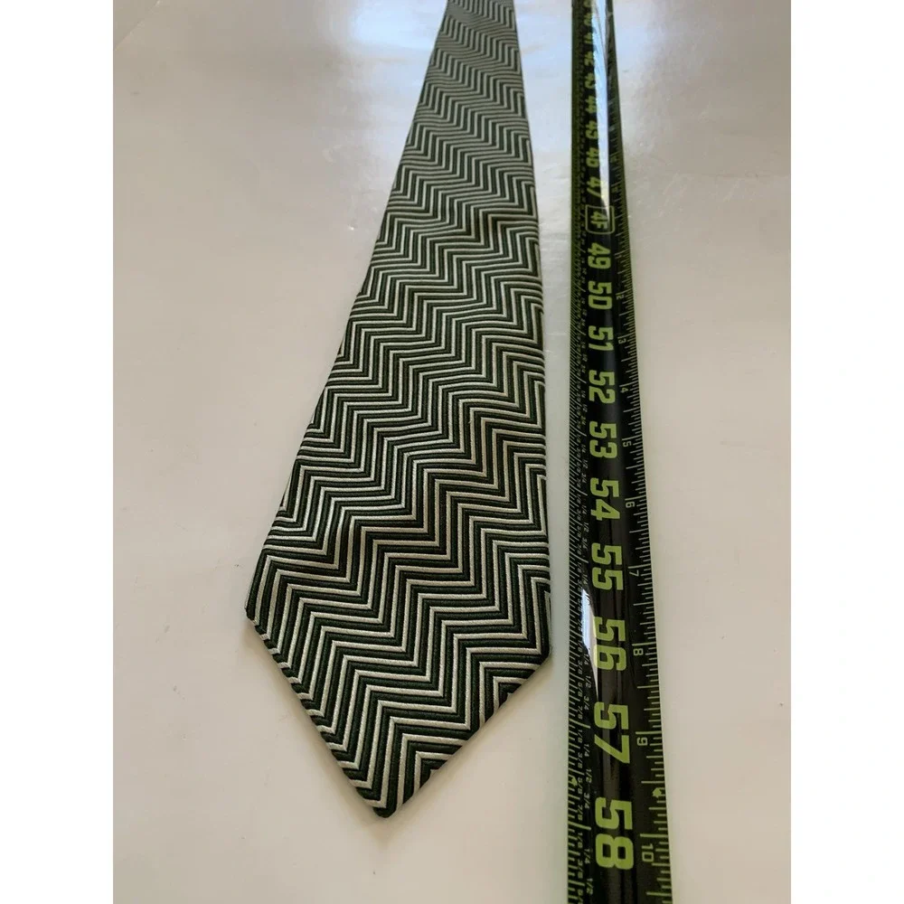 Vintage Polo Ralph Lauren Silk Tie Black/Gold Chevron Geometric USA 58